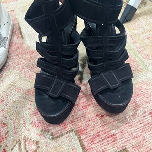 Pedro Garcia Black Strappy Wedges